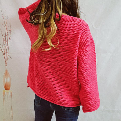 Openwork Boat Neck Long Sleeve Sweater.