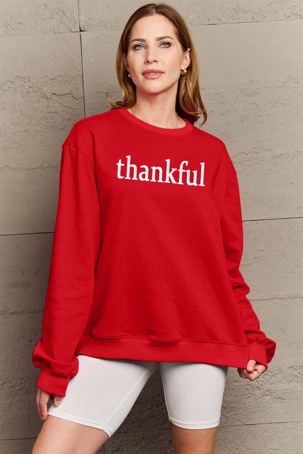 Simply Love Full Size THANKFUL Graphic Sweatshirt.