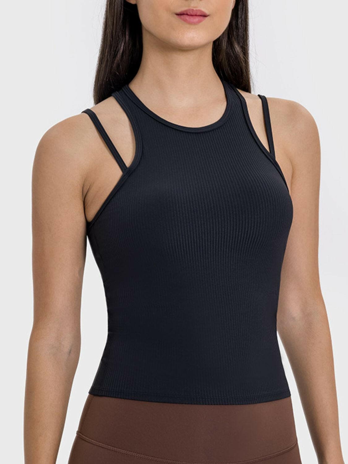 Cutout Round Neck Racerback Active Tank.