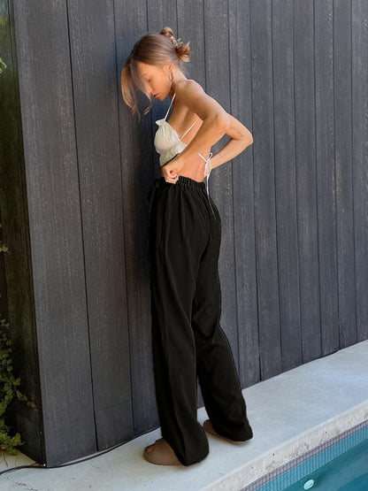 Tied High Waist Wide Leg Pants.