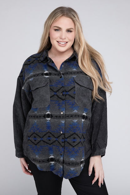 Plus Printed Long Sleeve Jacket