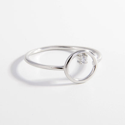 Zircon Circle 925 Sterling Silver Ring.