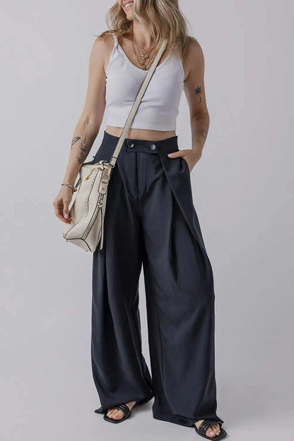 Chic Wide Leg Trousers with Convenient Pockets