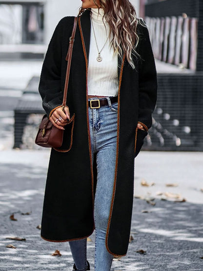 Chic long sleeve coat with pockets