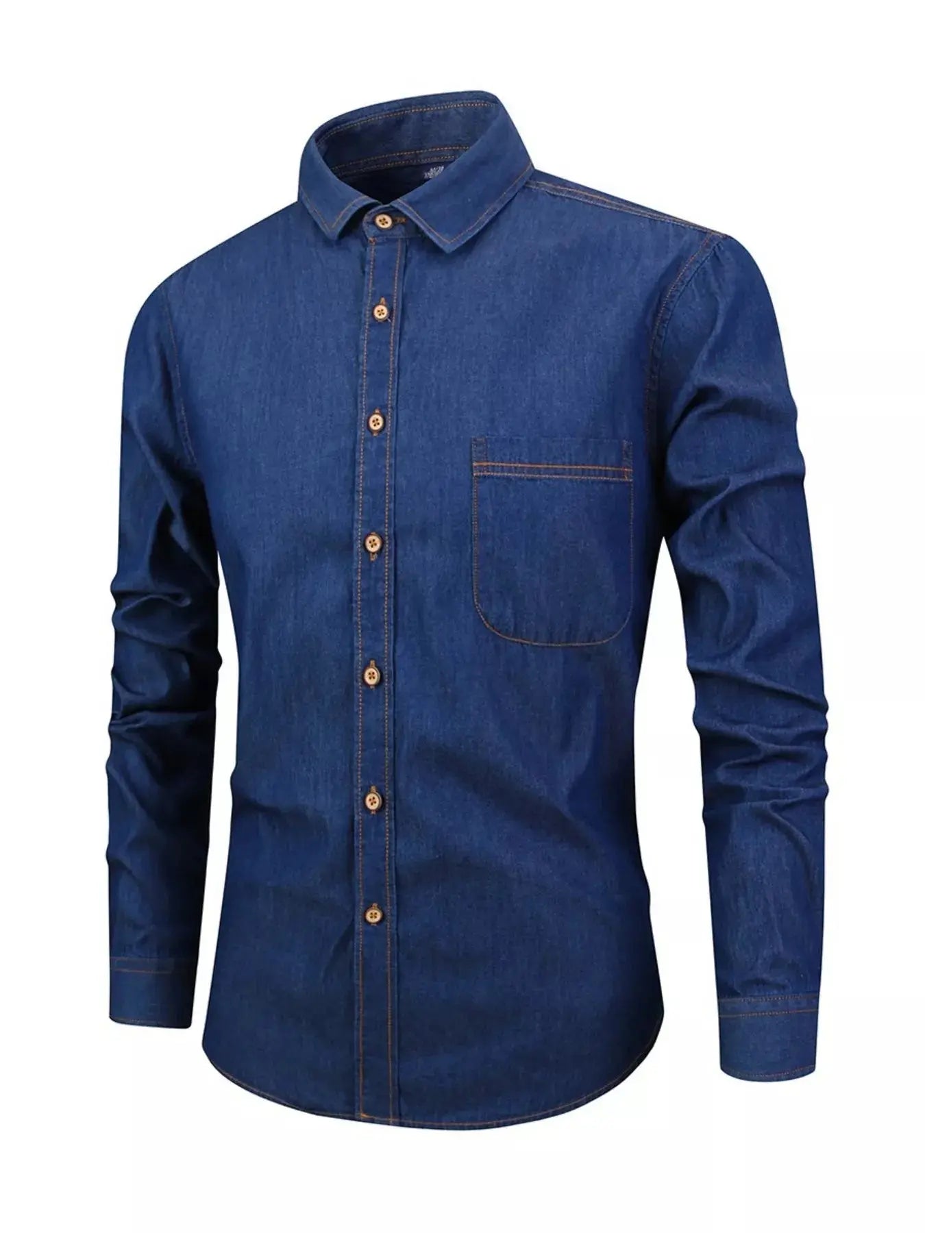 Men's Full Size Button Up Long Sleeve Denim Shirt Plus Size Simply Love