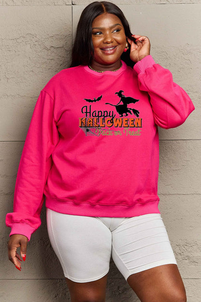 Simply Love Full Size HAPPY HALLOWEEN TRICK OR TREAT Graphic Sweatshirt.