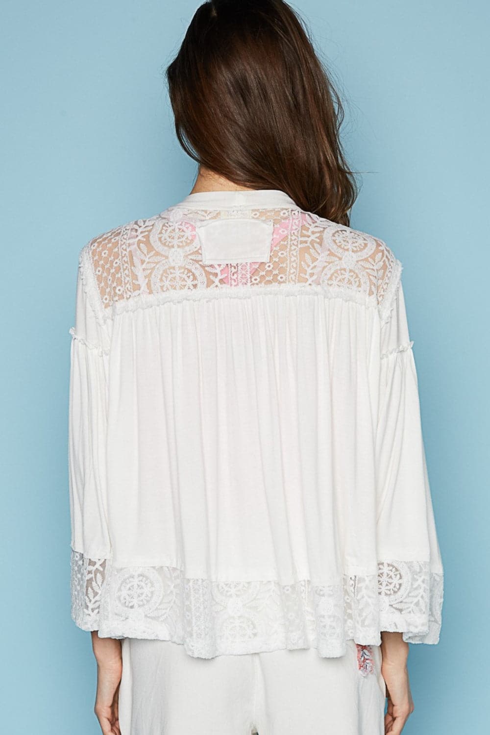 POL Open Front Lace Detail Cardigan.