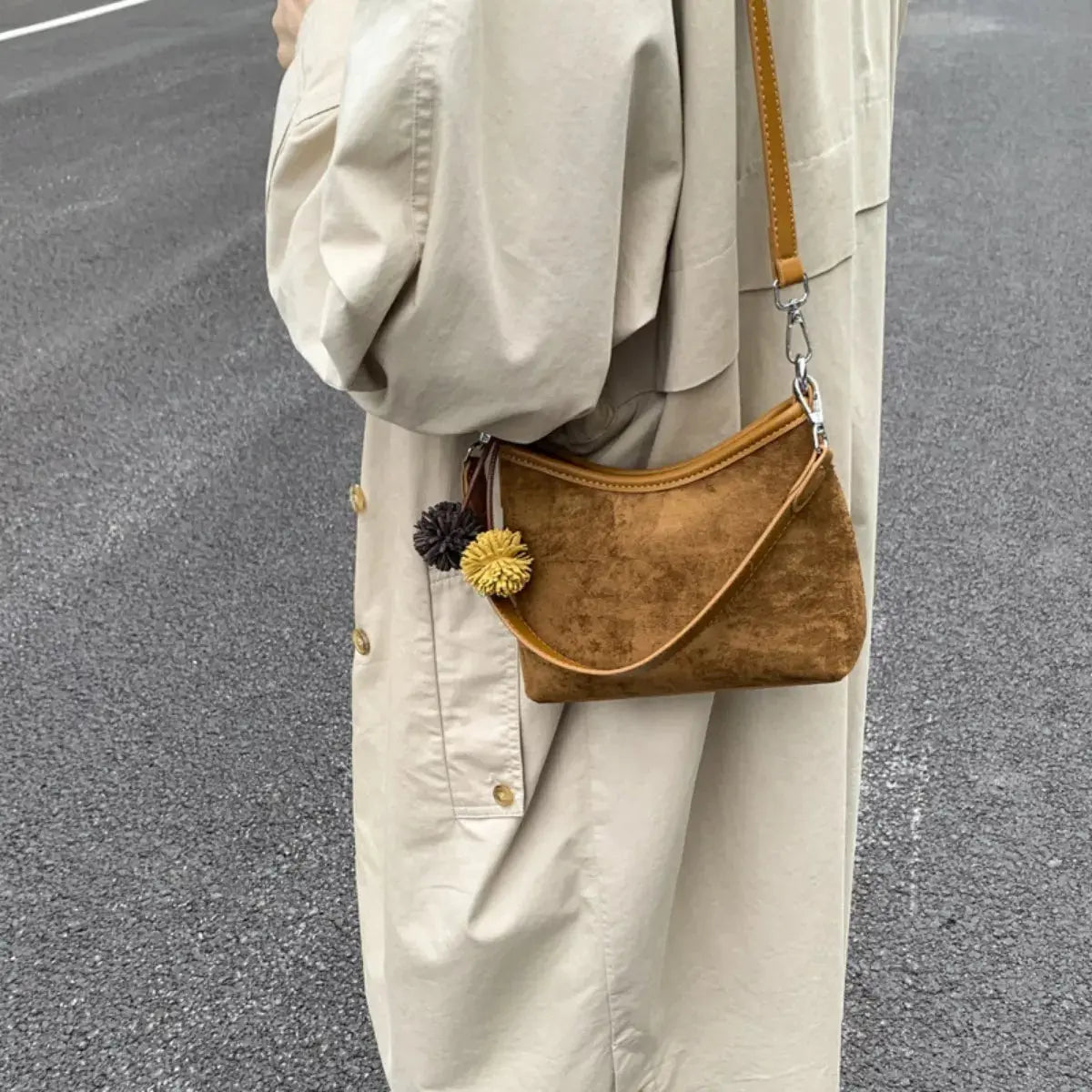 Suede Crossbody Bag with Adjustable Shoulder Strap Simply Love