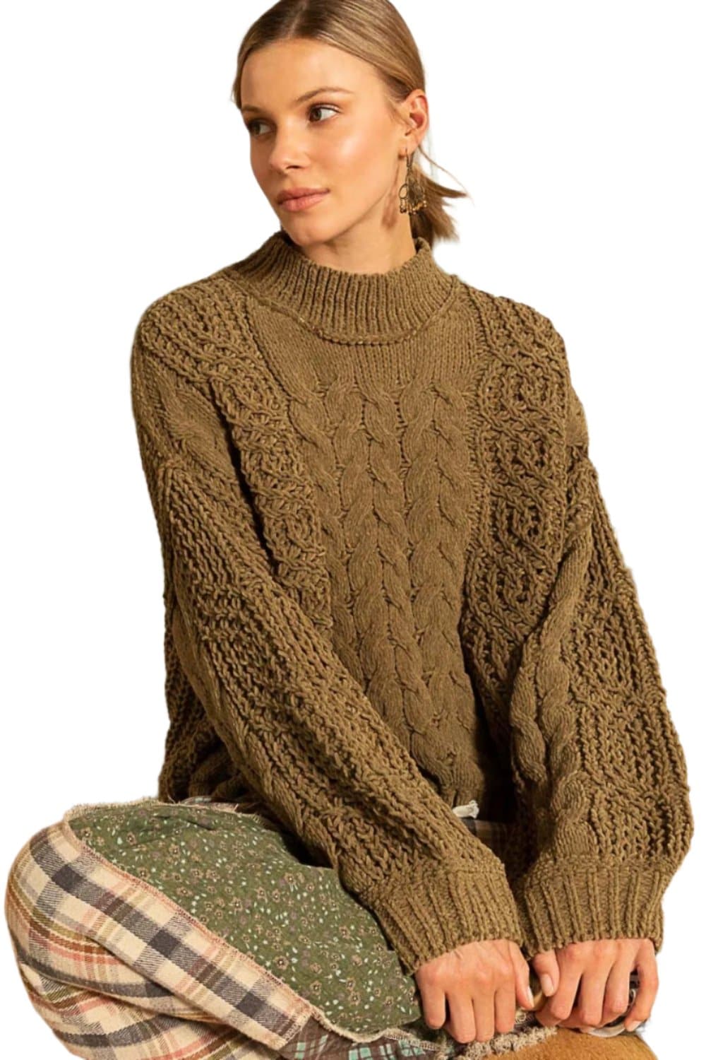 Cozy chenille mock neck sweater