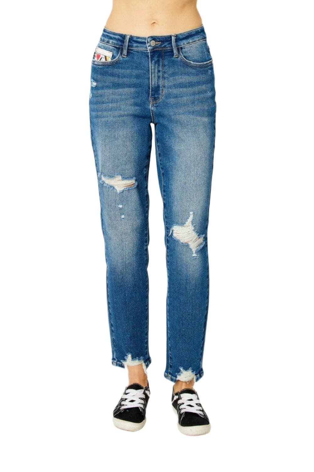 Judy Blue Full Size Distressed Slim Jeans.