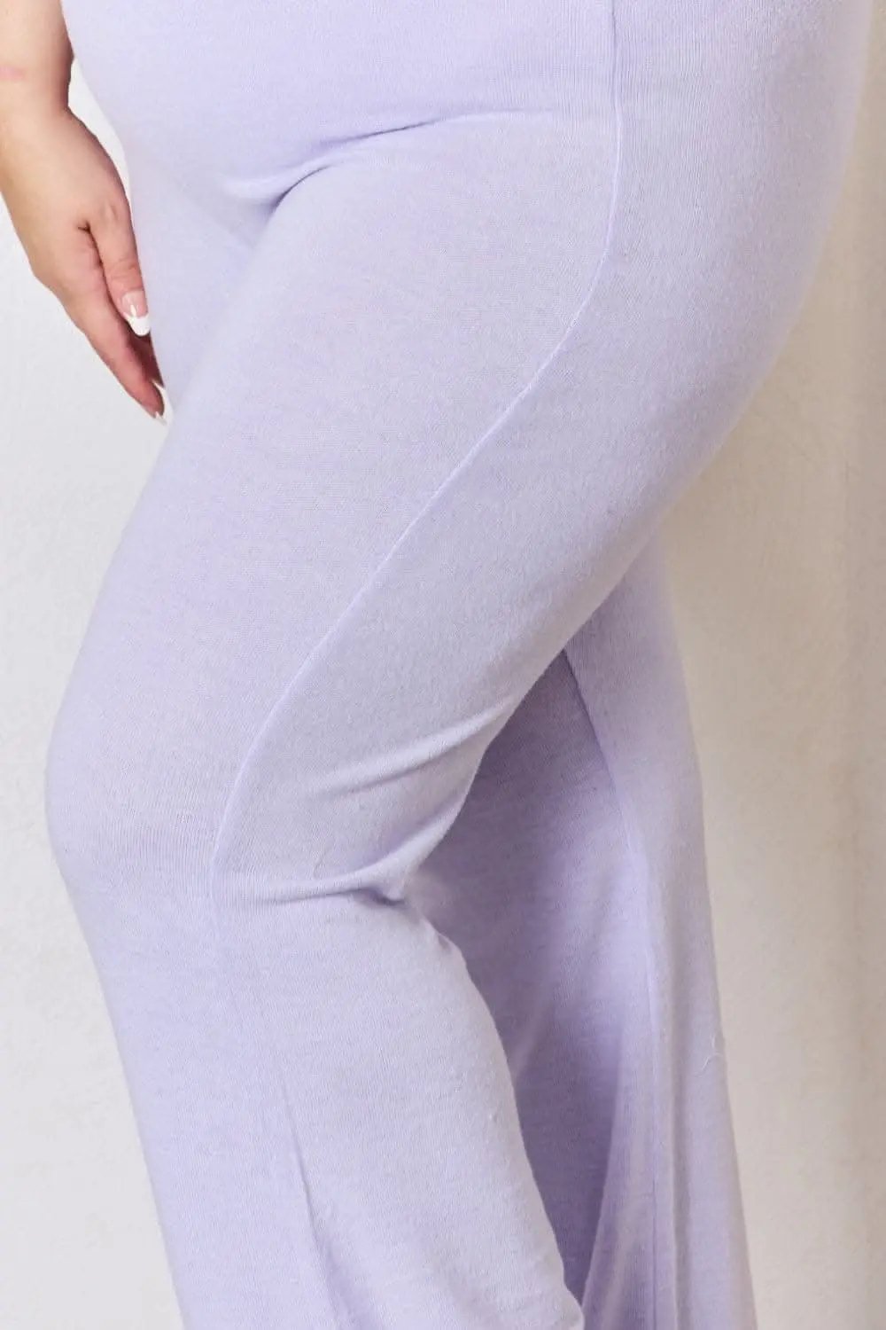 RISEN Full Size High Waist Ultra Soft Knit Flare Pants - Love Salve 