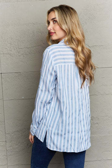 Ninexis collared striped shirt