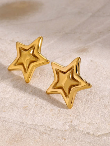 Chic 18K gold-plated stainless steel star stud earrings