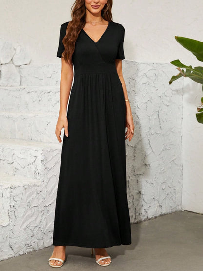 Surplice Short Sleeve Maxi Dress.