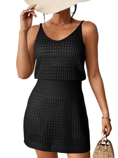 Openwork V-Neck Sleeveless Cover Up Dress.