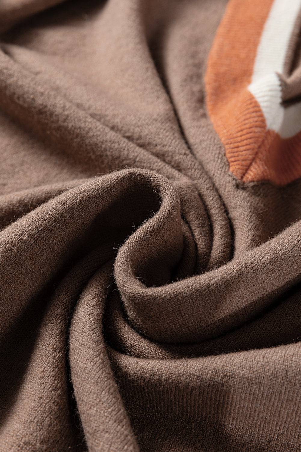 Dark Khaki Varsity Sweater With Contrast Striped Trim V Neck Dear-Lover Dropshipping