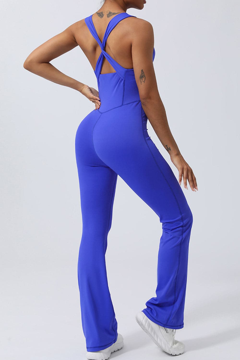 Crisscross Wide Strap Sleeveless Jumpsuit.