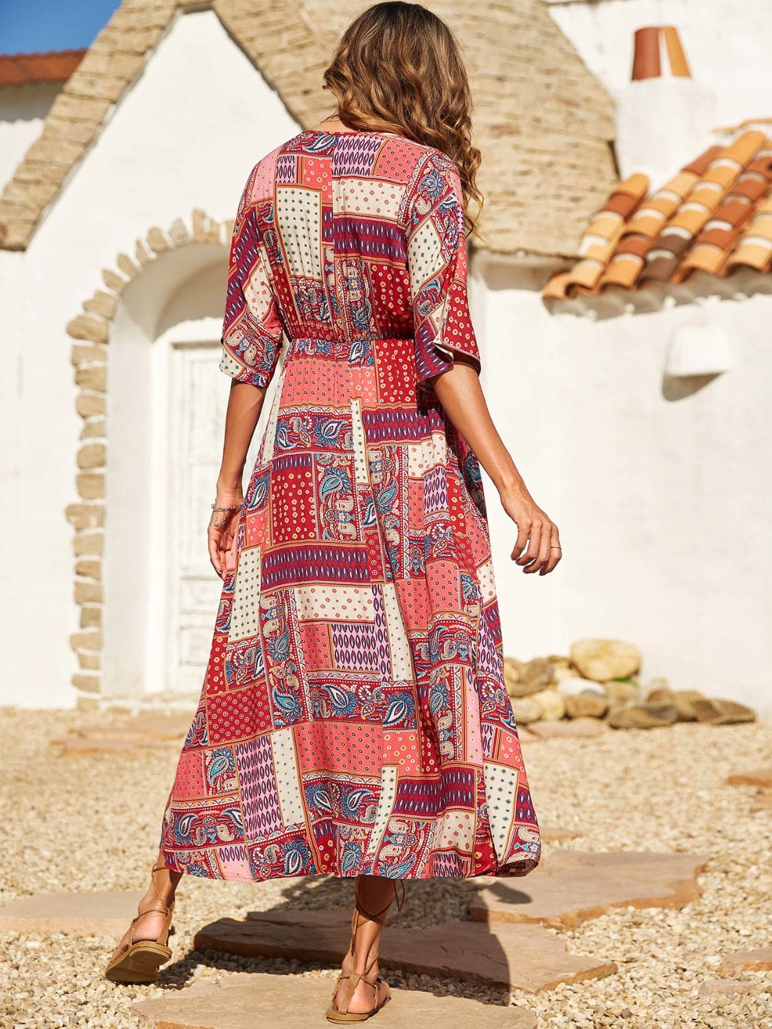 Printed Half Sleeve Midi Dress.