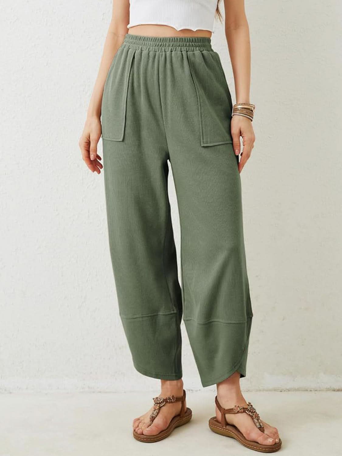 Lovelet Wide-Leg Comfort Pants with Elastic Waist