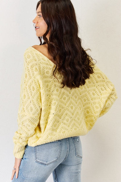 HYFVE V-Neck Patterned Long Sleeve Sweater.