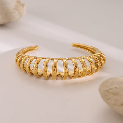 Elegant 18K gold-plated cutout cuff bracelet