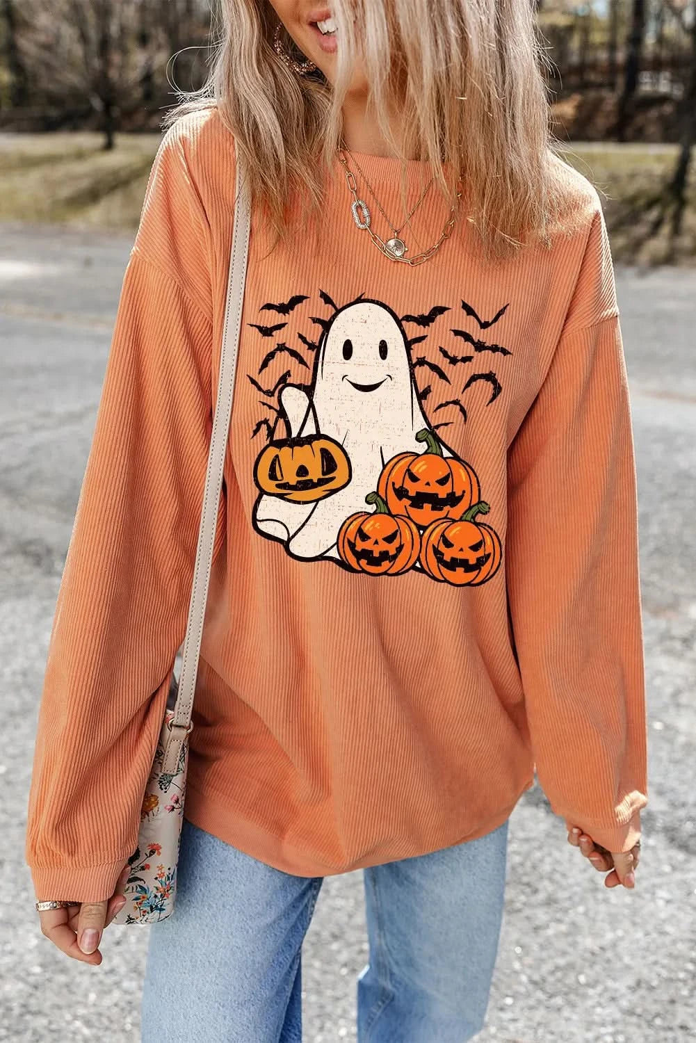 Jack-O'-Lantern Round Neck Long Sleeve Sweatshirt