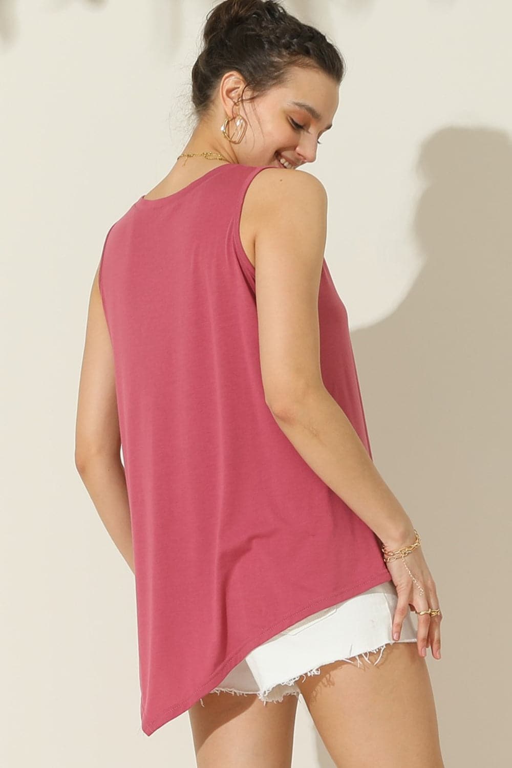 Ninexis Round Neck Button Side Tank.