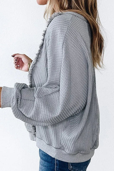 Waffle-knit long sleeve top with style