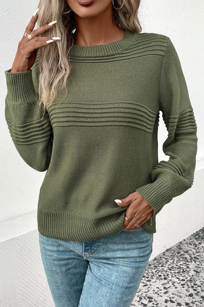 Round Neck Long Sleeve Sweater.