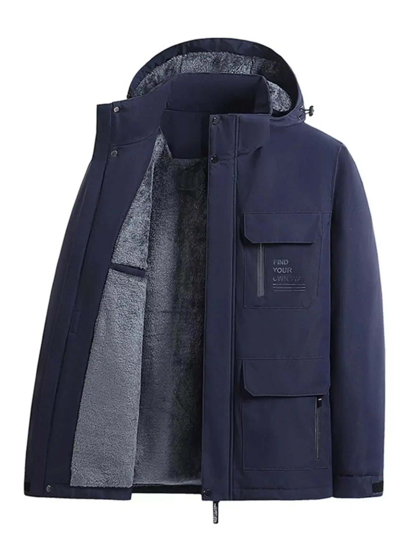 Men's Plus Size Warm Fleece Lined Hooded Winter Coat Simply Love