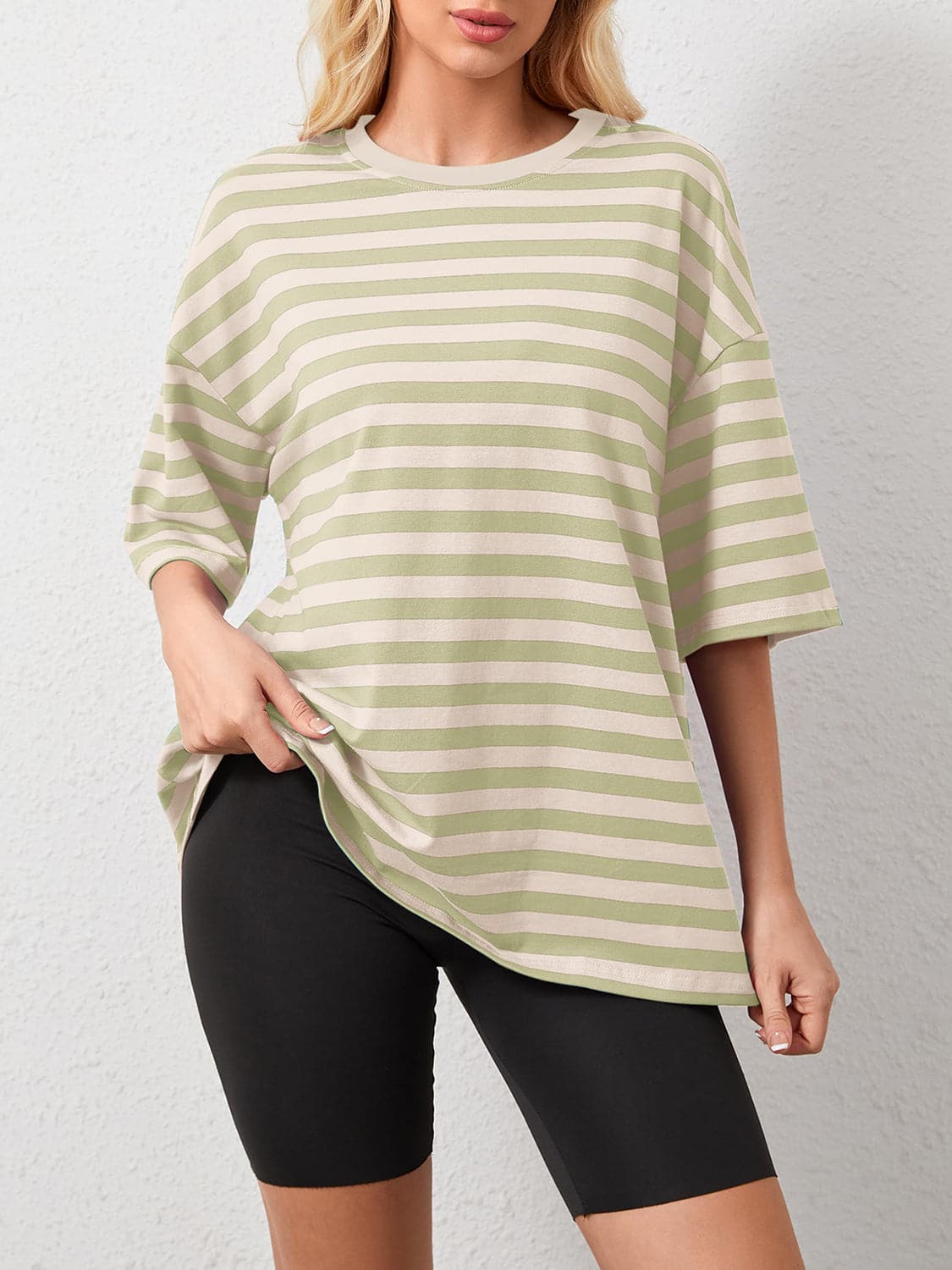 Striped Round Neck Half Sleeve T-Shirt.