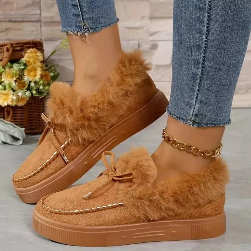 Fuzzy Round Toe Slip-Ons Simply Love