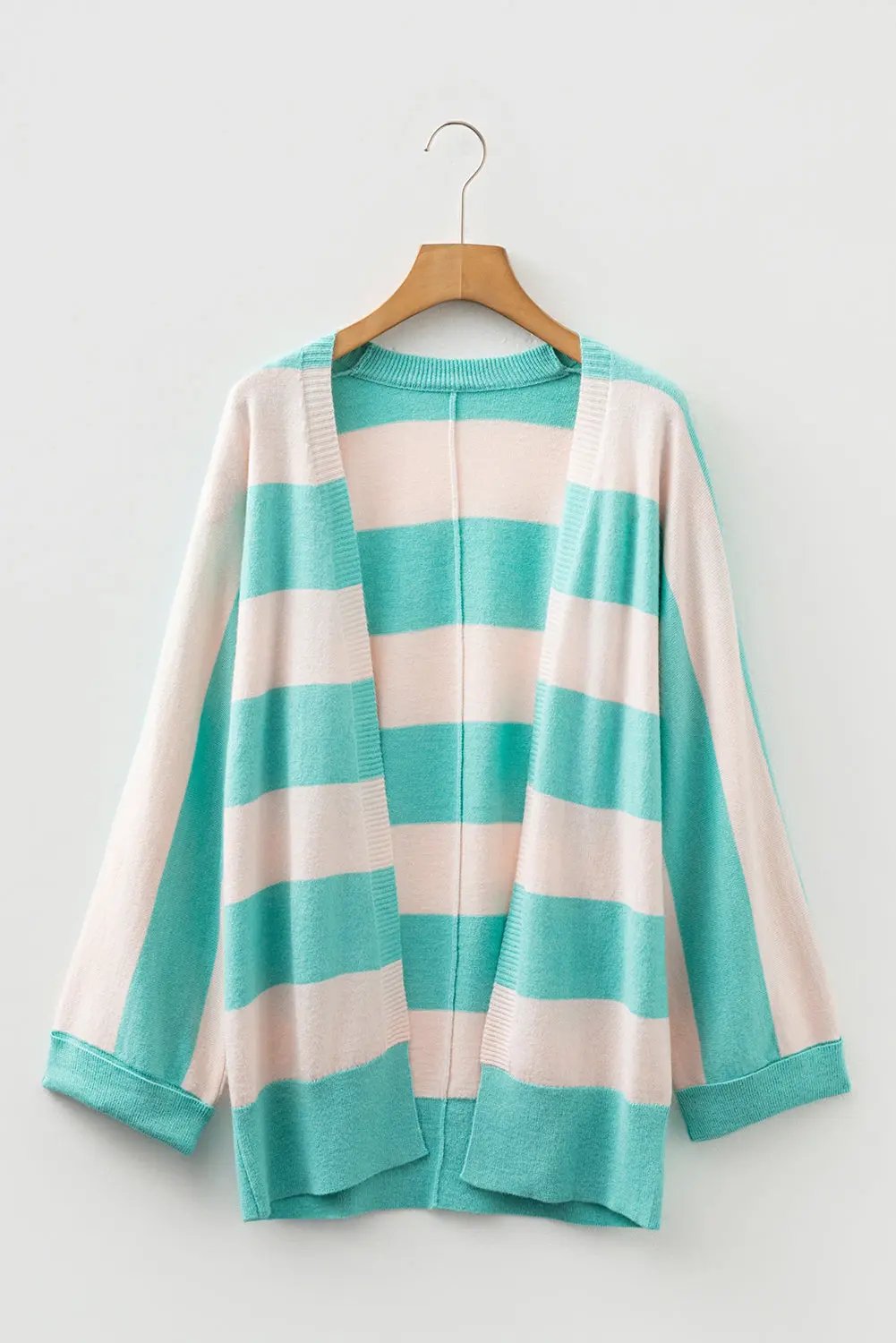 Premium Iceland Blue Colorblock Knit Open Front Short Cardigan Dear-Lover Dropshipping