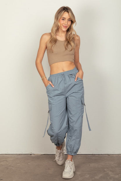 VERY J Elastic Waist Woven Cargo Pants.