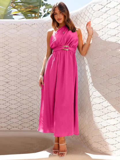 Single Shoulder Midi Dress.