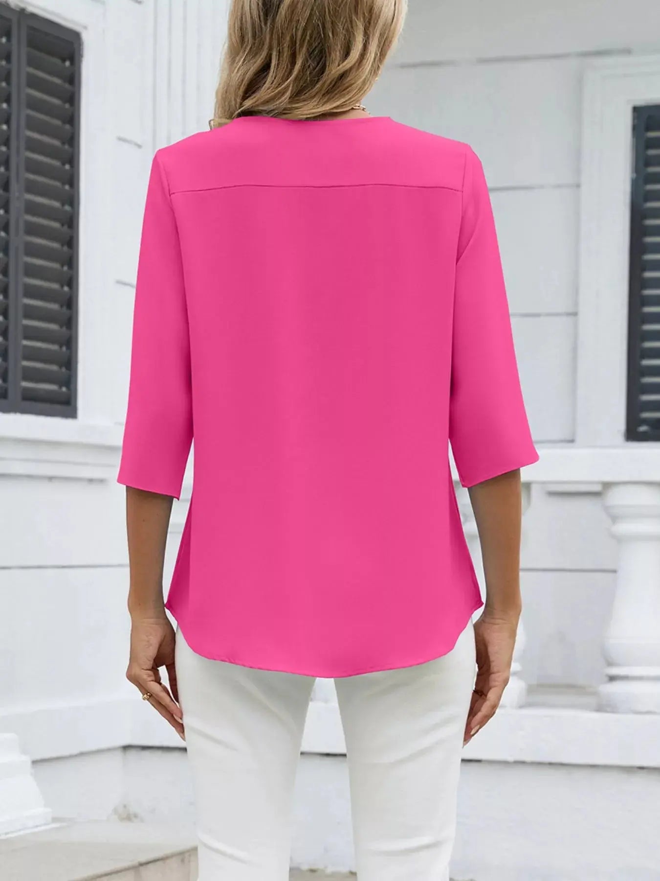 V-Neck 3/4 Sleeve Blouse Simply Love