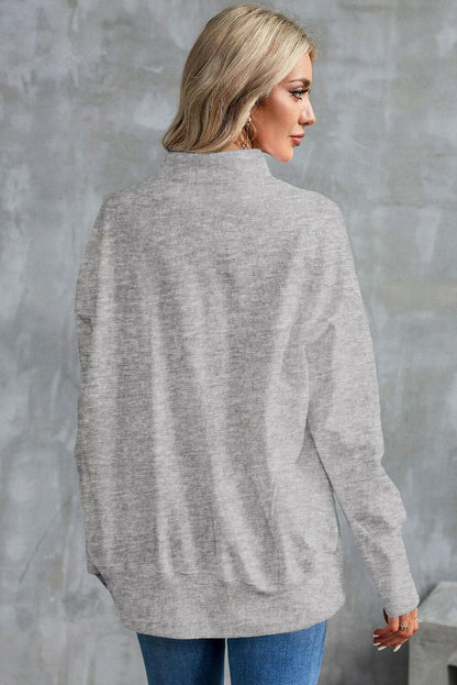 Half Zip Pocketed Dropped Shoulder Sweatshirt.