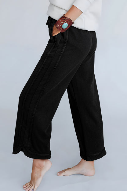 Trendy black wide leg pants