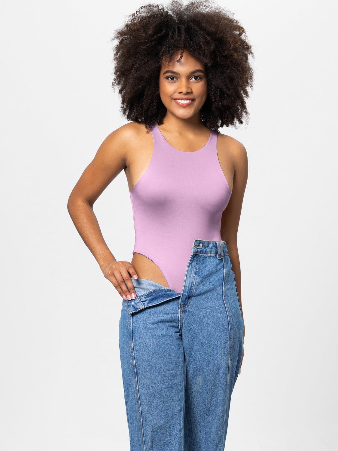 Full Size Round Neck Wide Strap Bodysuit.