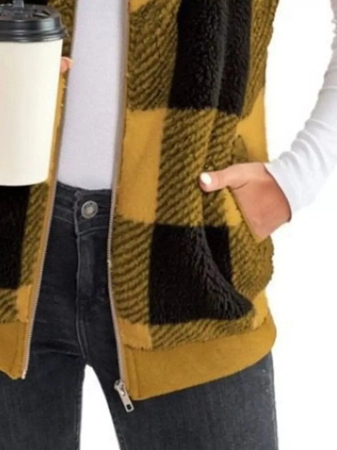 Full Size Color Block Zip Up Vest Coat Plus Size Simply Love