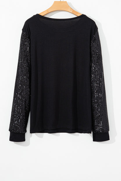 Elegant black sequin tunic top