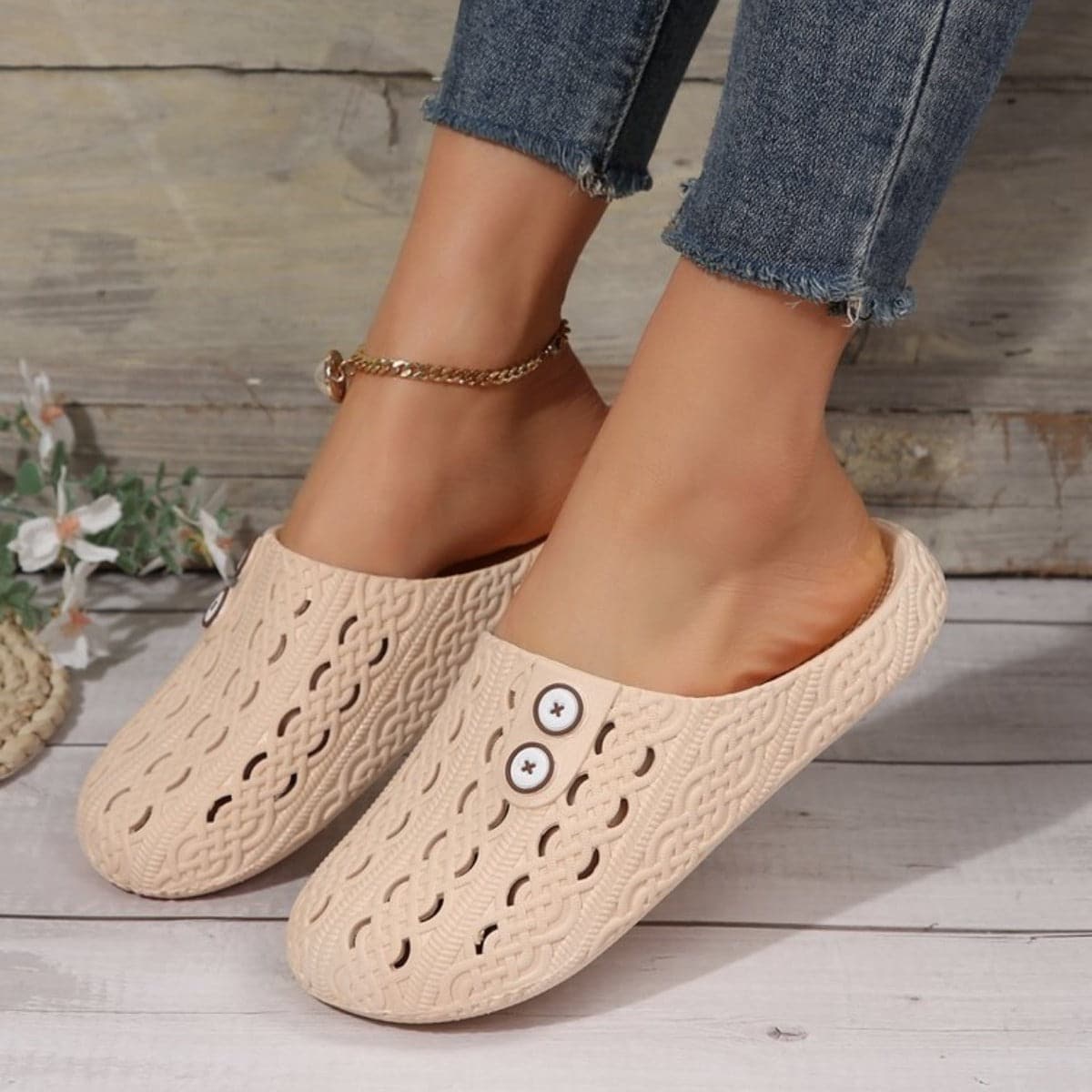 Stylish PVC Flat Slides for Women