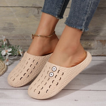 Stylish Round Toe PVC Flat Slides for Effortless Comfort