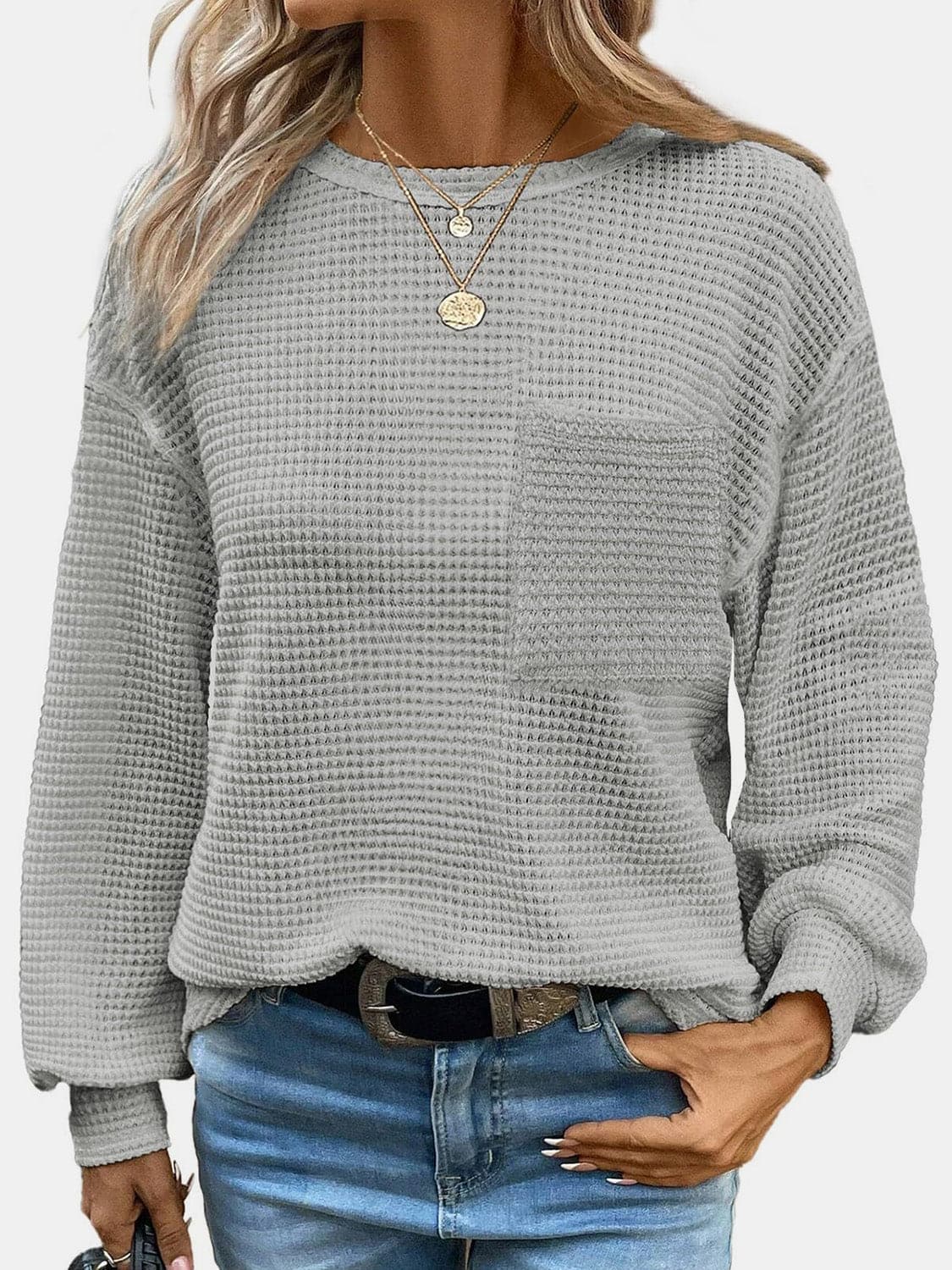 Round Neck Long Sleeve T-Shirt.