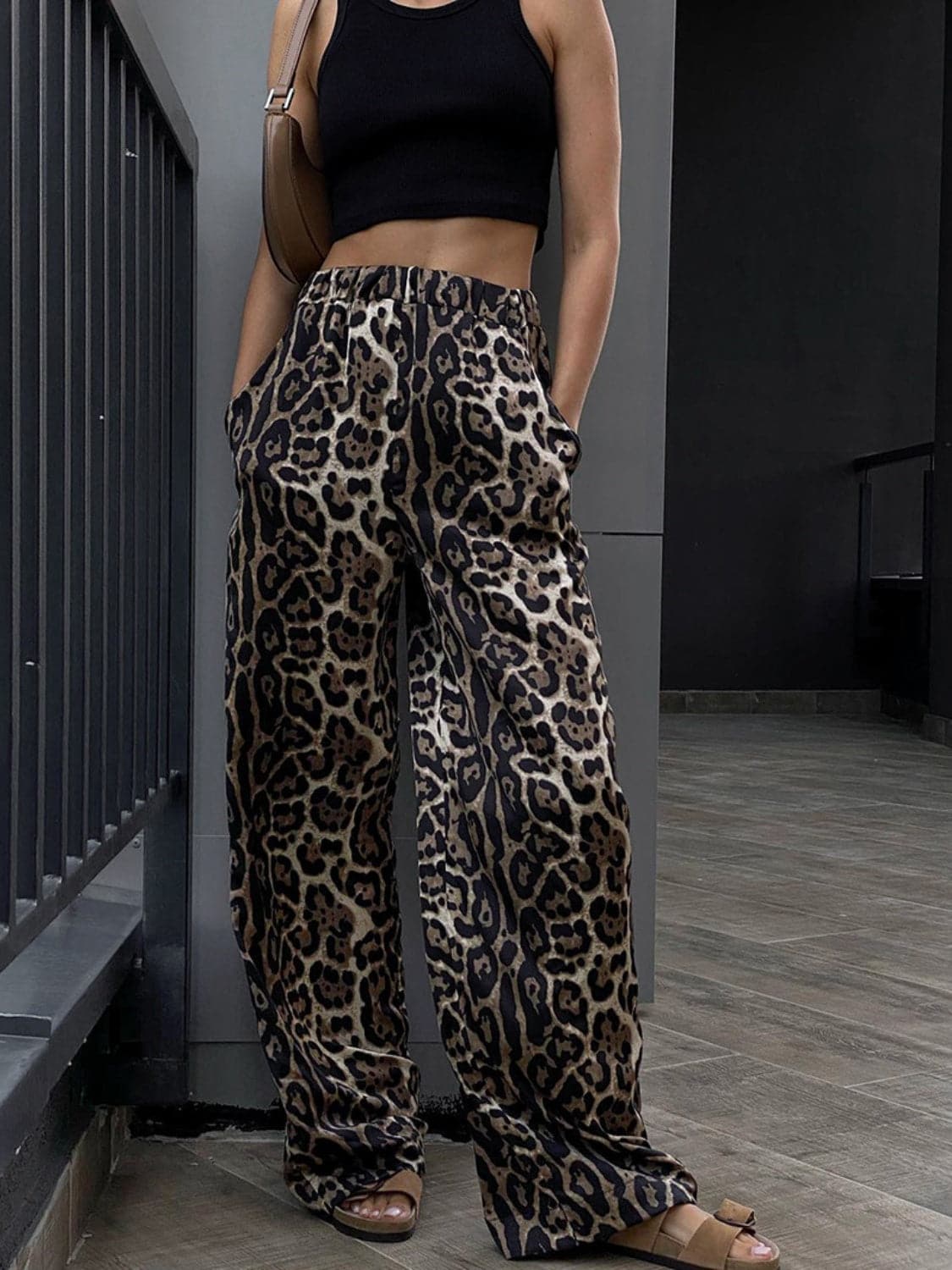 Leopard High Waist Wide Leg Pants.