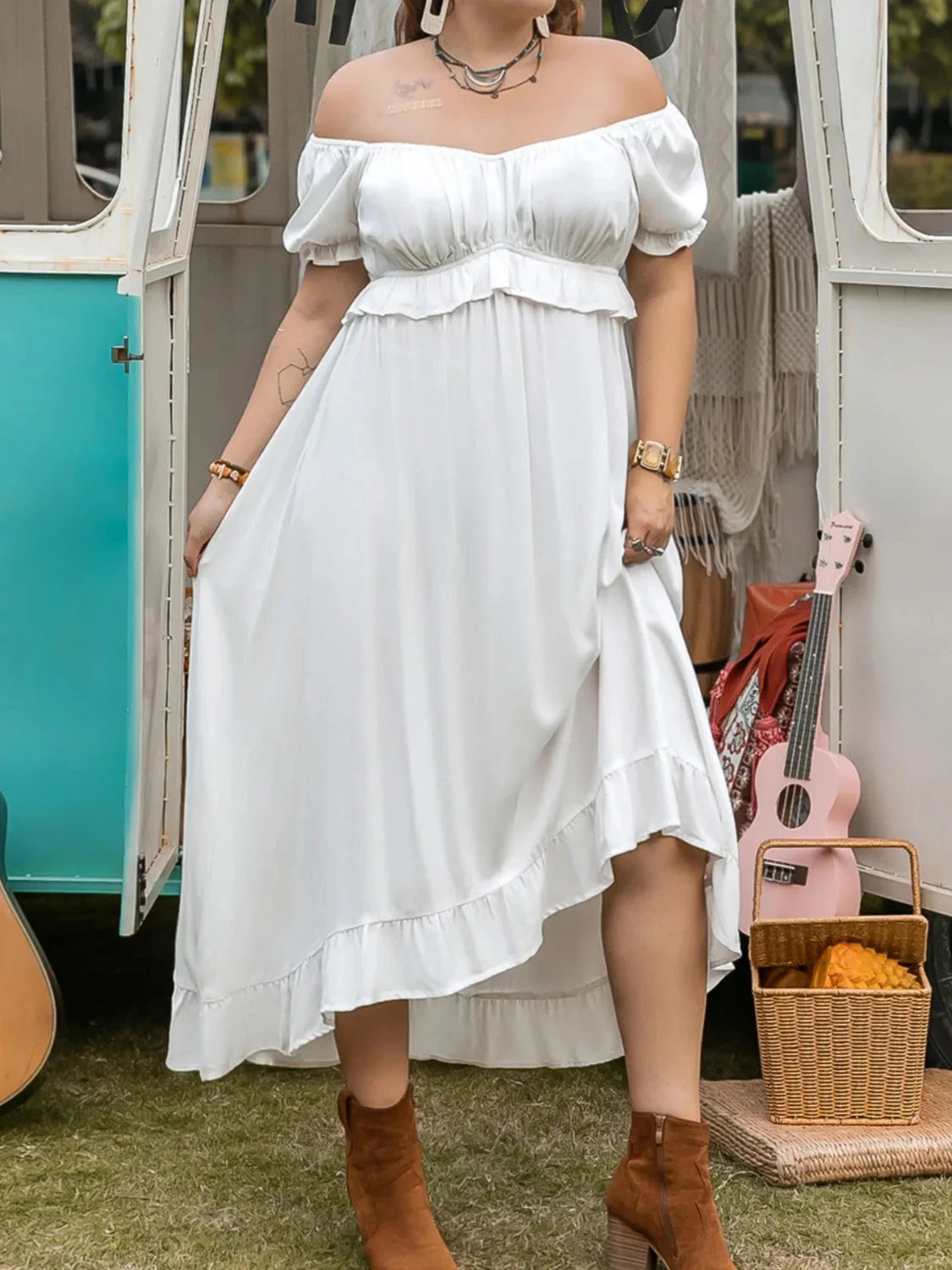 Boho Breeze Plus Size Off-Shoulder Maxi Dress Coco’s Tee Boutique