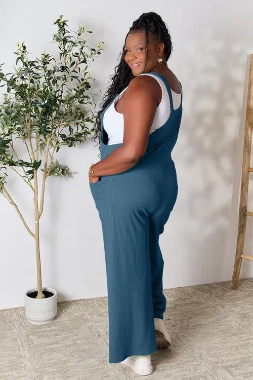 Double Take Full Size Wide Strap Overall with Pockets - Love Salve