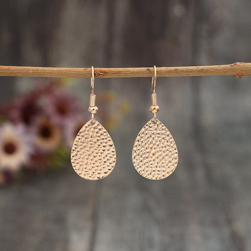 Gold-Plated Alloy Teardrop Earrings.