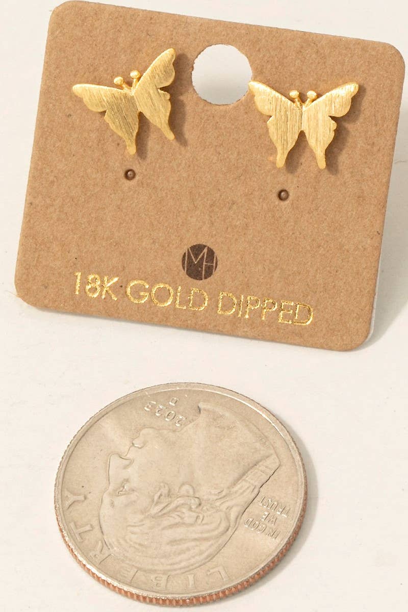 Elegant Rhodium-Plated Butterfly Stud Earrings Coco’s Tee Boutique