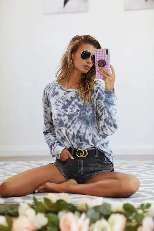 BiBi Tie Dye Print Terry T-Shirt - Love Salve 